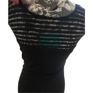 V Fish size small black scoop neck semi sheer with lined upper half